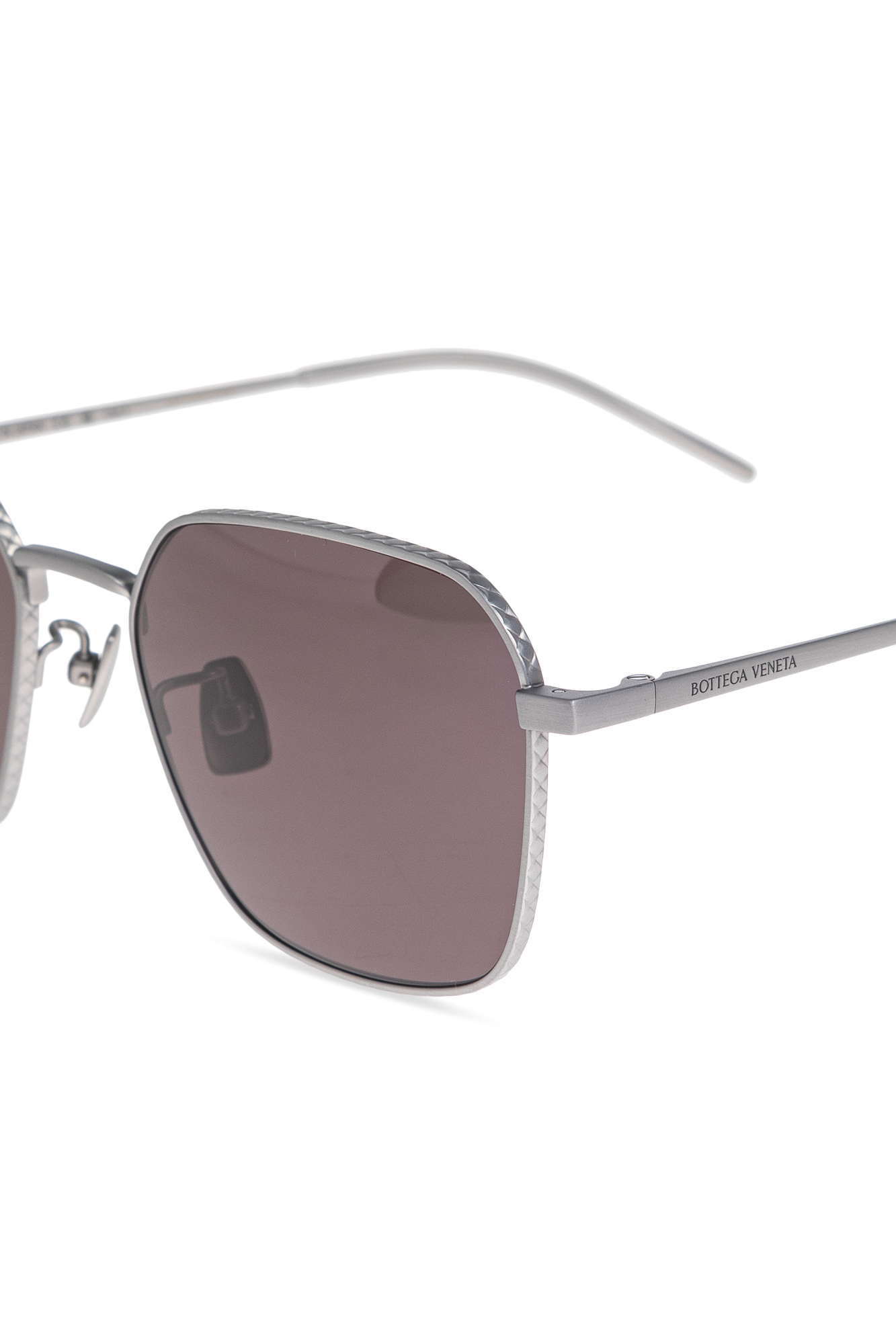 サングラス BOTTEGA VENETA Woman Sunglasses Silver 756328V4450 8107 Glaze Aviator Sunglasses (756328V4450-8107-SILVER-GREY)